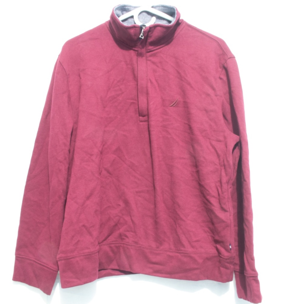 Nautica Mens 1/4 Zip Up Sweater Burgundy Medium